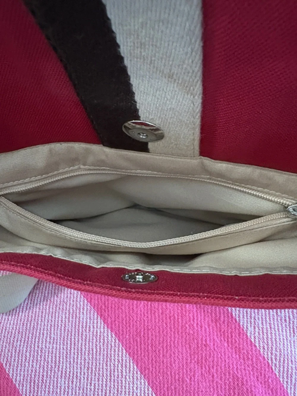 Coach Red Canvas Messenger Bag with Cream Strap and Tan Trim - Picture 7 of 12